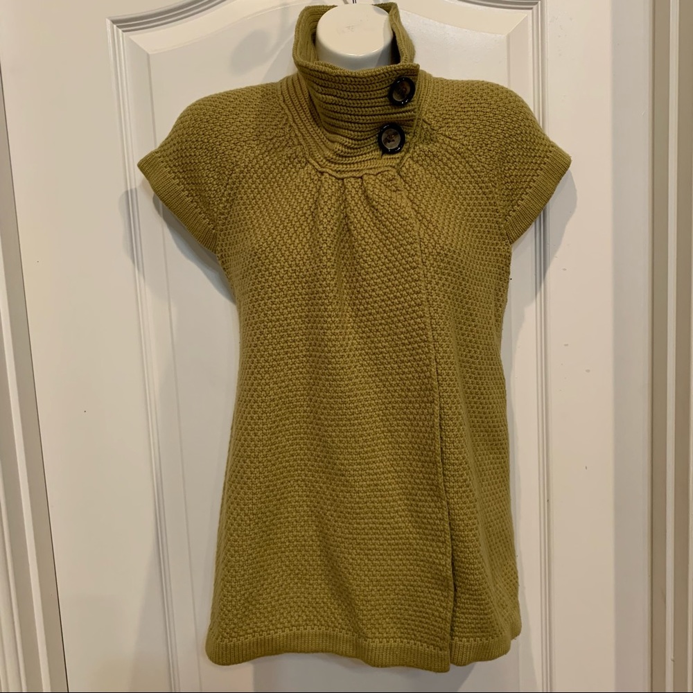 Chaus Shrug Style Sweater Turtleneck Cap Sleeves Burnt Mustard Color Large